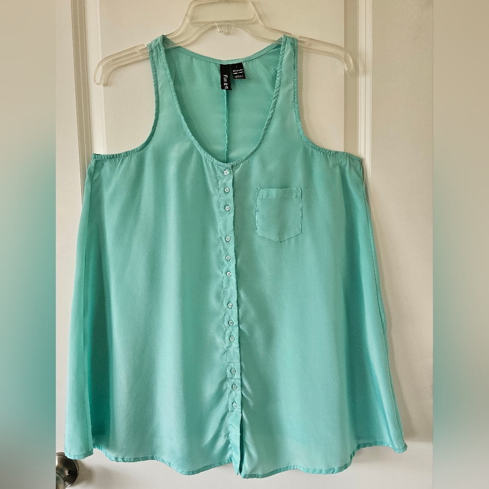 Women's Aqua Button-Down Top